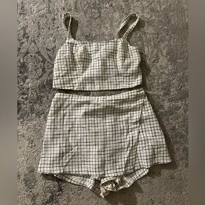 Checkered Crop Top and Skort Set